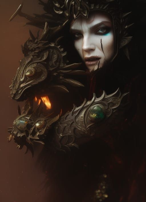 Majestic Vampire in Filigree Armor: Hyperdetailed Portrait