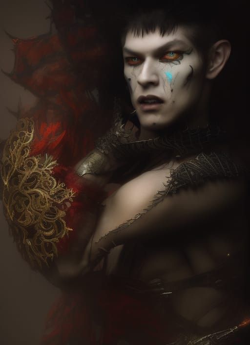 Majestic Vampire in Filigree Armor: Detailed Portrait