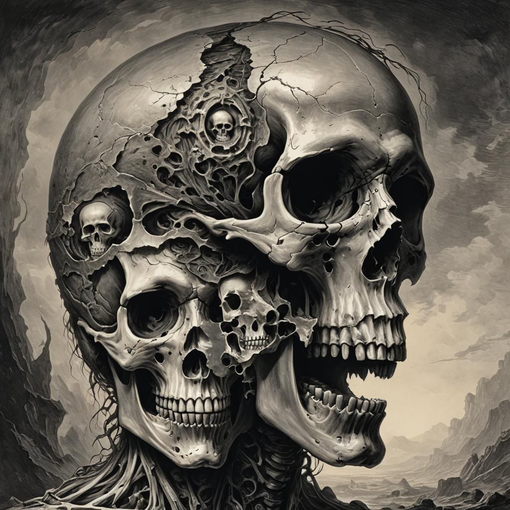 Haunting Skull and Human Face Fusion