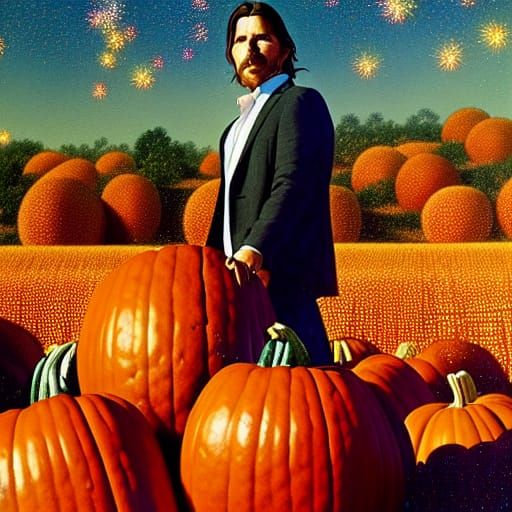 Christian Bale Portrait in Luminous Autumnal Oil Painting