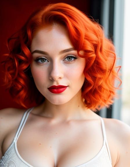Redhead Portrait with Blue Eyes in Bokeh Lighting