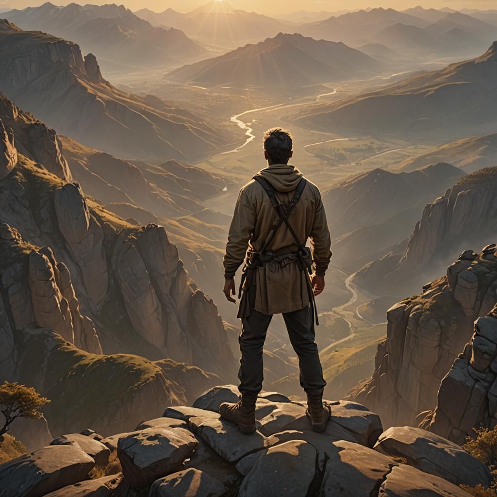 Mountain Peak Sunset: Cinematic Digital Art