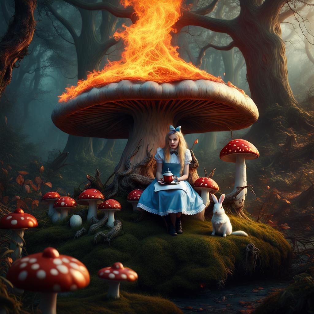 Alice in Wonderland: Burning Woods Fantasy Art