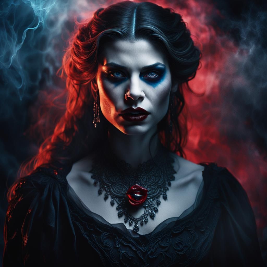 Eerie Dark Fantasy Vampire Portrait in 8k