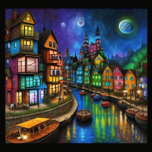 Surreal Dream in Mixed-Media Cubist Style