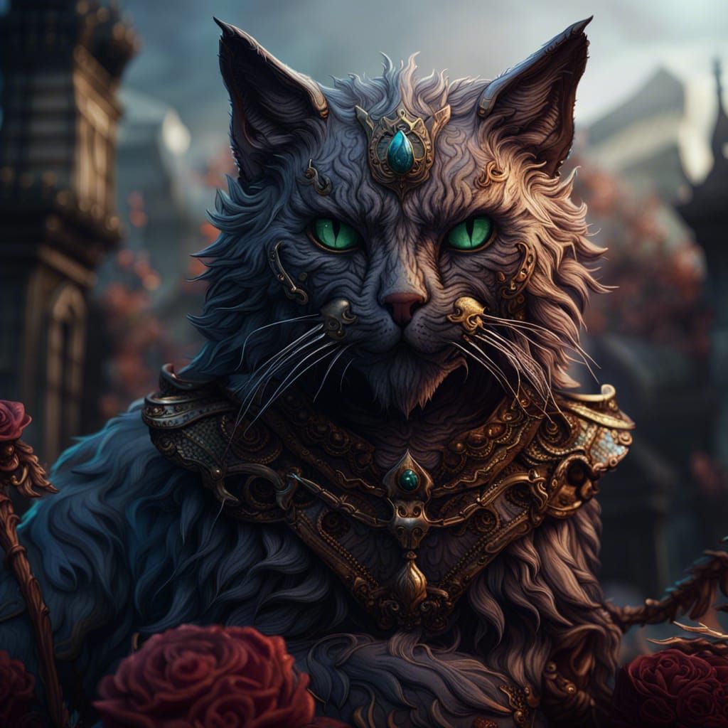 Fantastical Cat of Death: Detailed Matte Painting