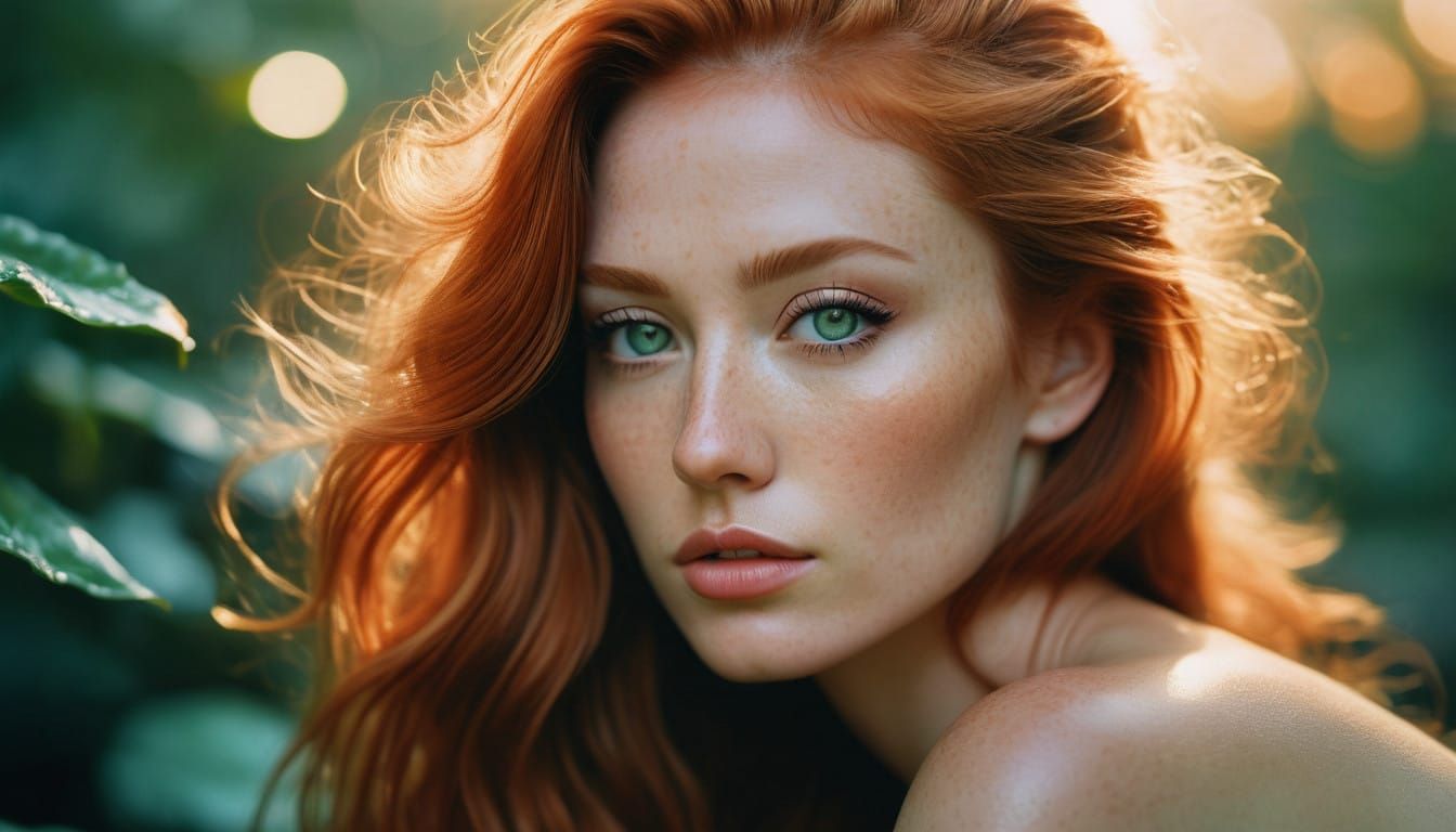 Feminine Goddess in Emerald Glow