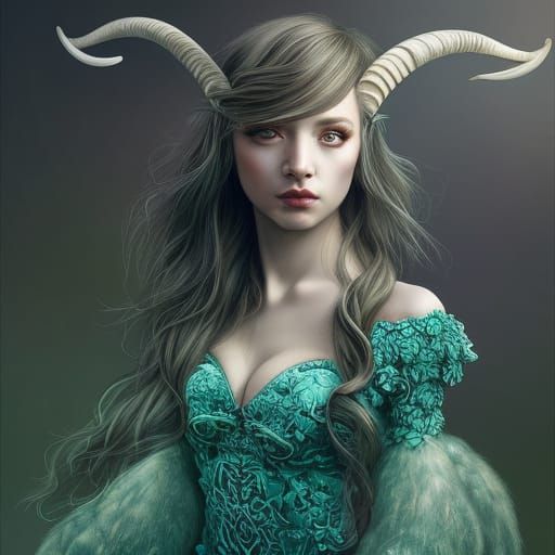 Beautiful Female Satyr in Hyperrealistic Digital Art