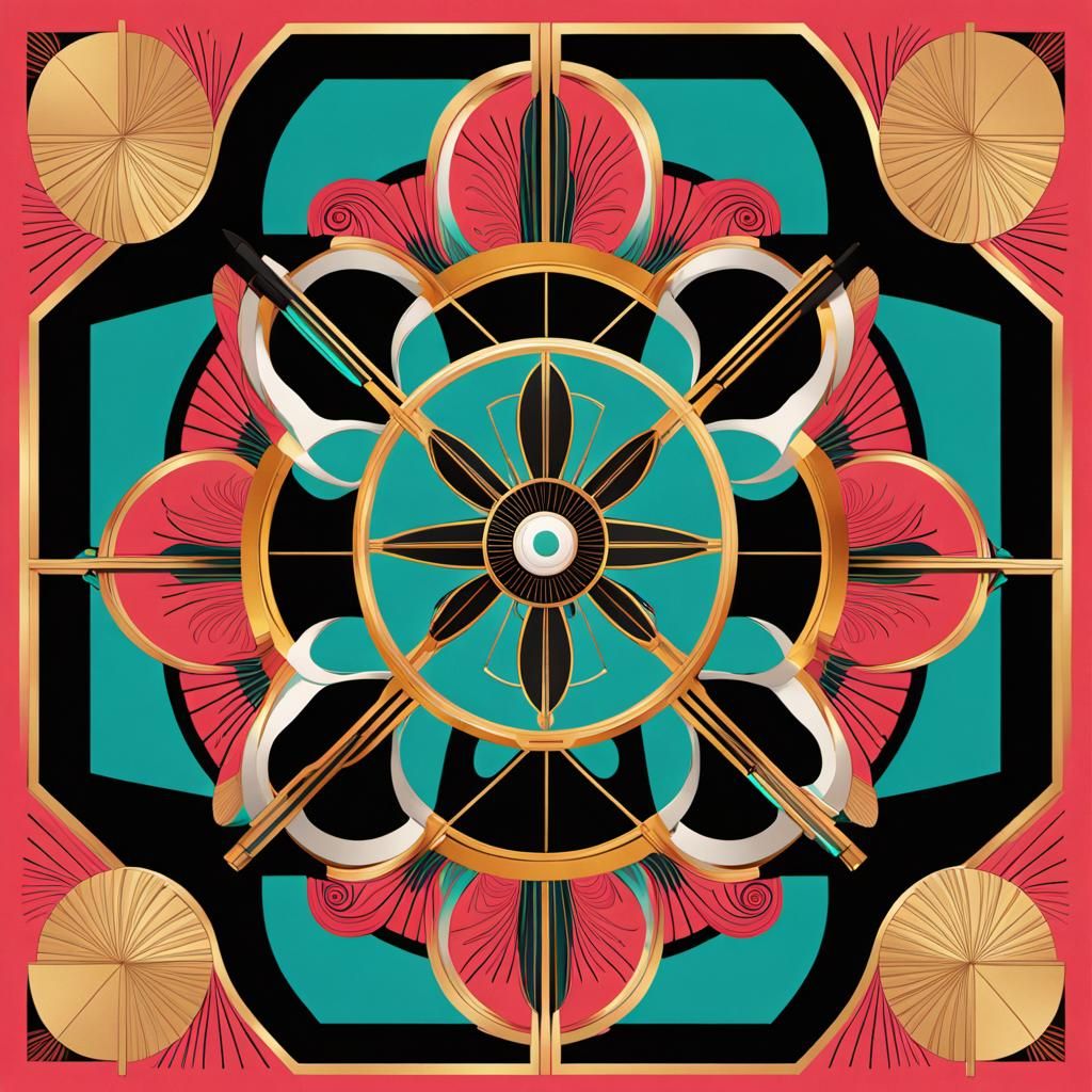 Art Nouveau Composition in Screen Print Style