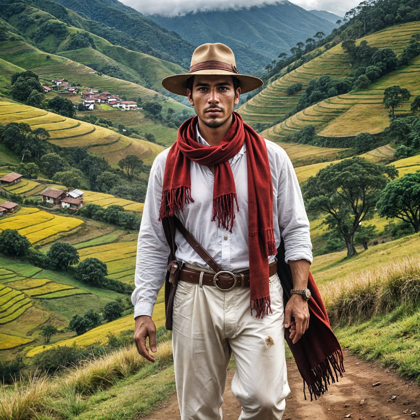 Colombian Man in Traditional Andean Clothing