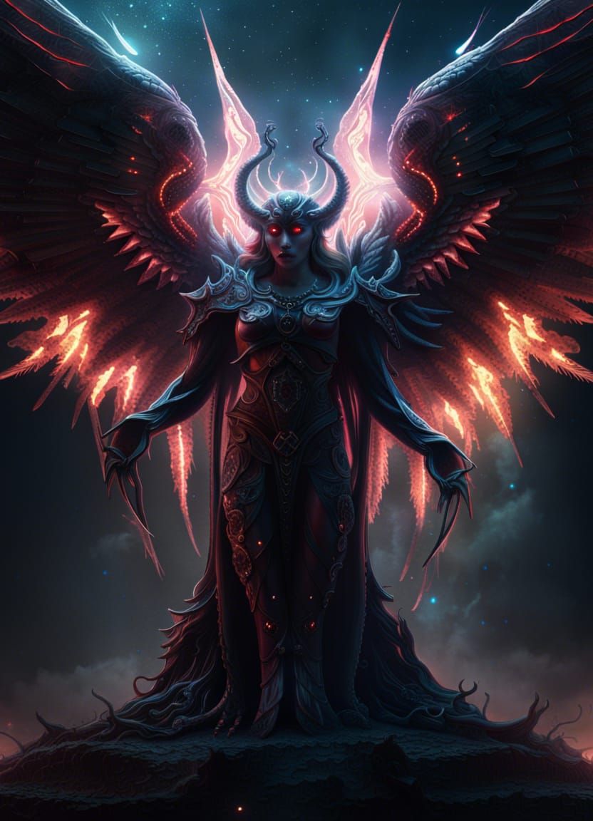 Dramatic Cosmic Demon Angel Digital Painting