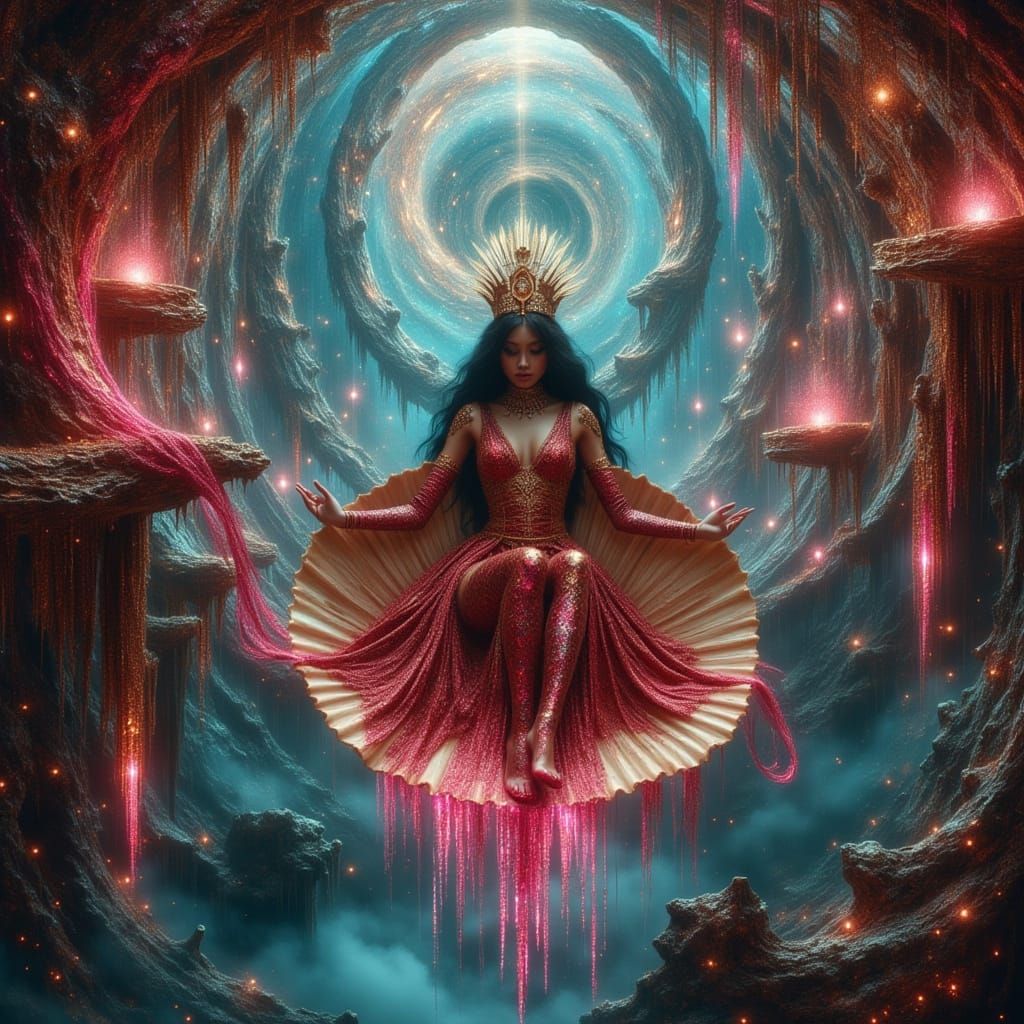 Queen Rides Shell-Throne in Crimson Spiral Fortress