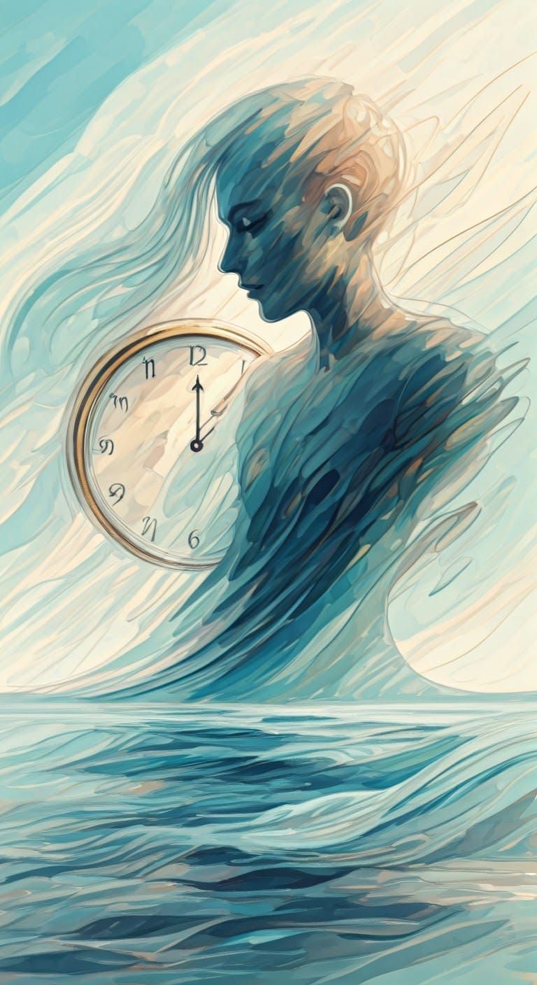 Dreamlike Scene in Spontaneous, Hand-Drawn Style with Pastel...