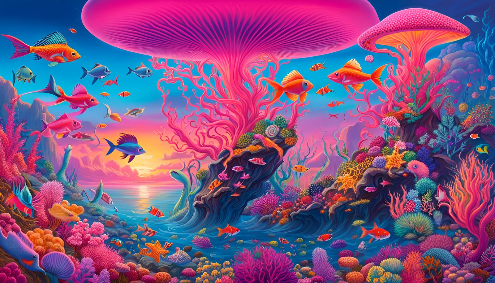 Fantasy Flying Fish in the Sea of Paradise