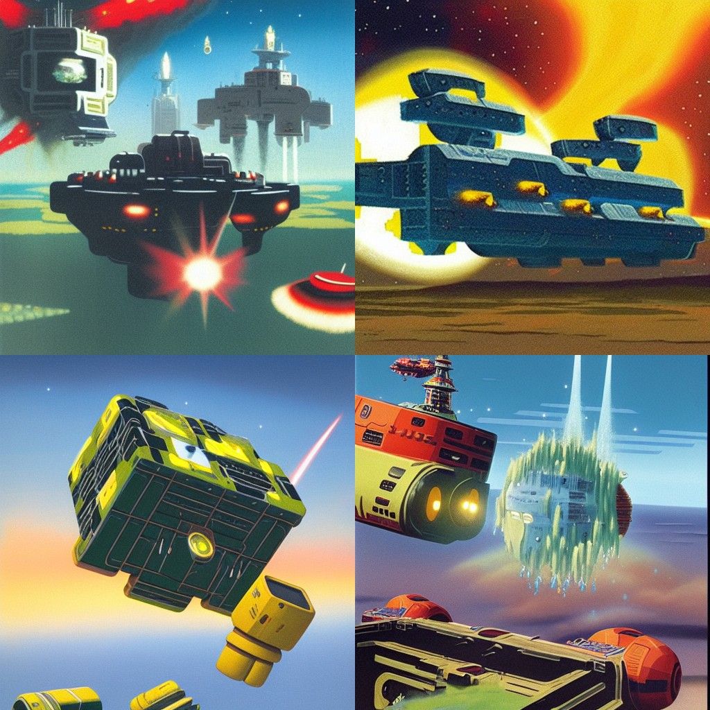 Classic Sci-Fi Scene with Spaceships