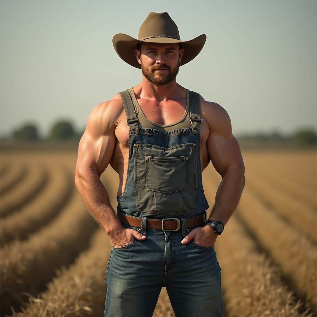 Toned Rural Gentleman in Leisure Pose
