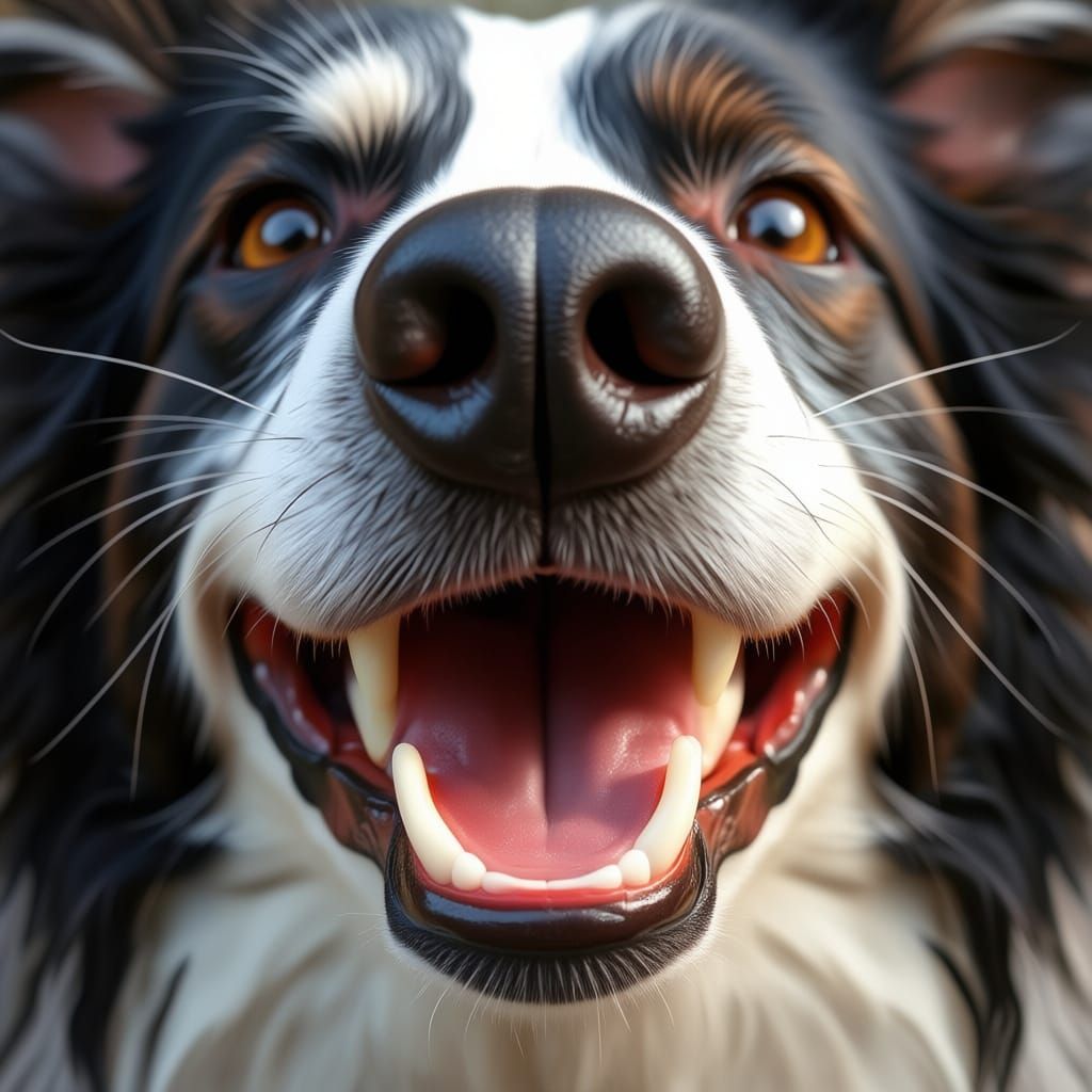 Close-Up Portrait of a Happy Border Collie Dog