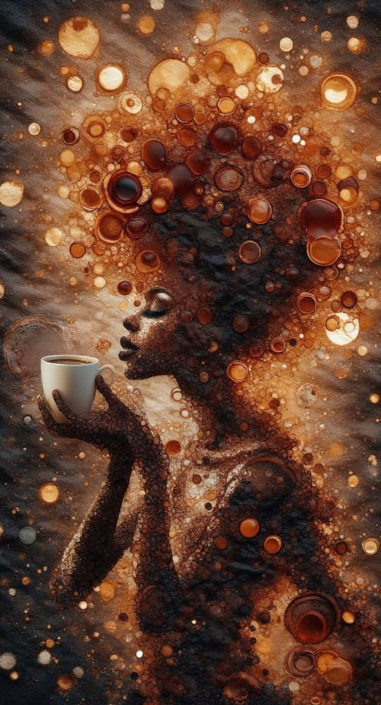 Nebula Coffee Explosion with Intricate Filigree and Philippi...