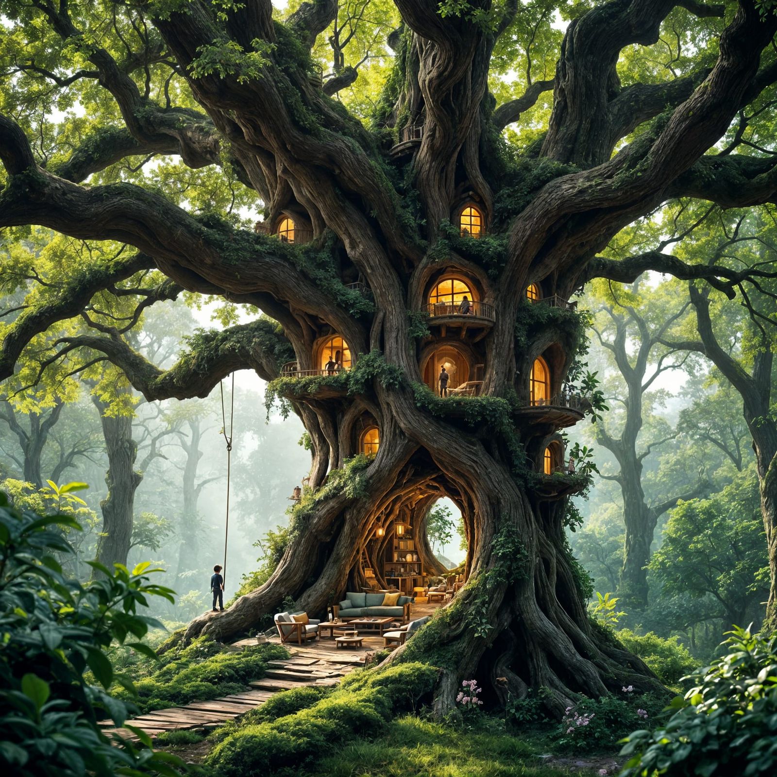 Miniature City Inside Magical Forest Treehouse