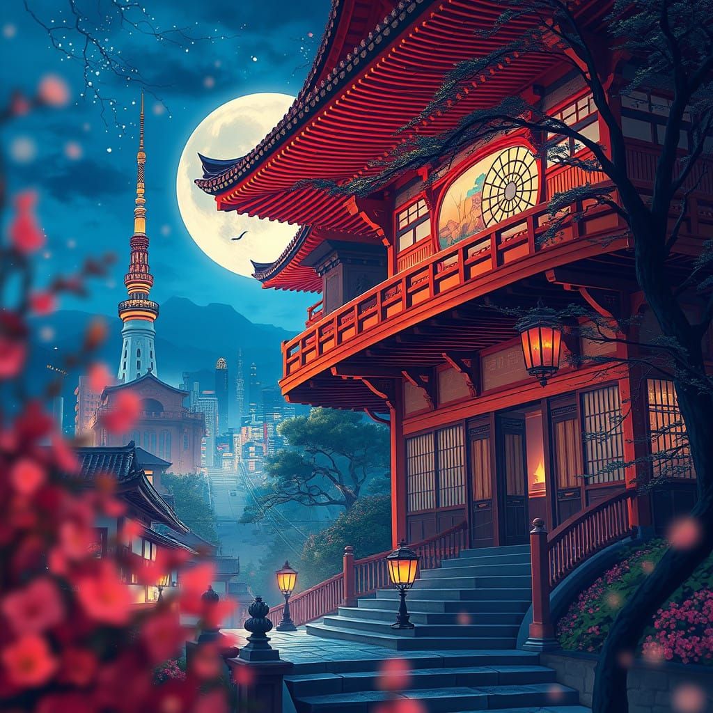 Origami-Inspired Art Deco Landscape in Tokyo