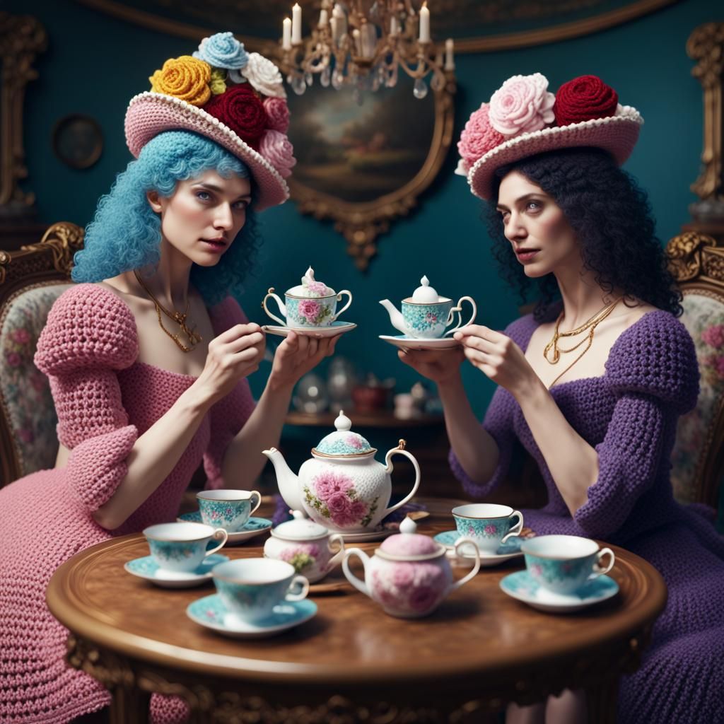 Crochet Tea Party: Fantastical Art in 8k