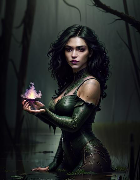 Swamp Witch Portrait in Hyperrealistic Style