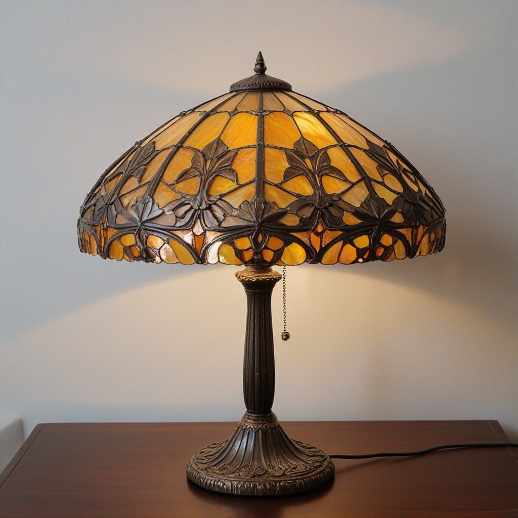 Art Nouveau Table Lamps with Daffodil Motifs in Warm Golden ...