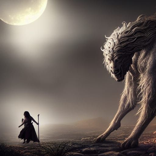 Mythical Being at Night: Digital Matte Painting