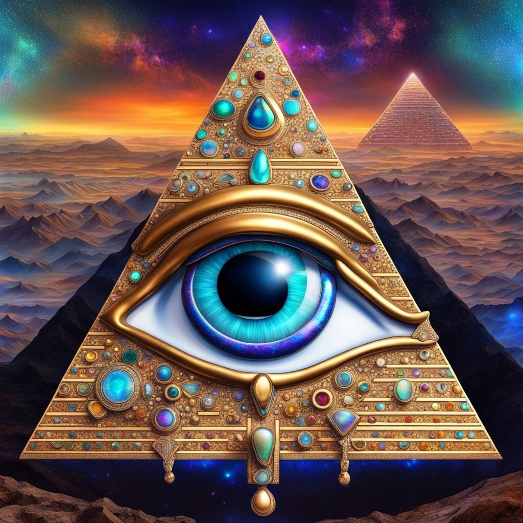 Eye of Horus Pyramid: Holographic Astral Illustration