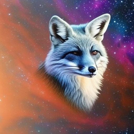 Hyperrealistic Galaxy Fox Running Free