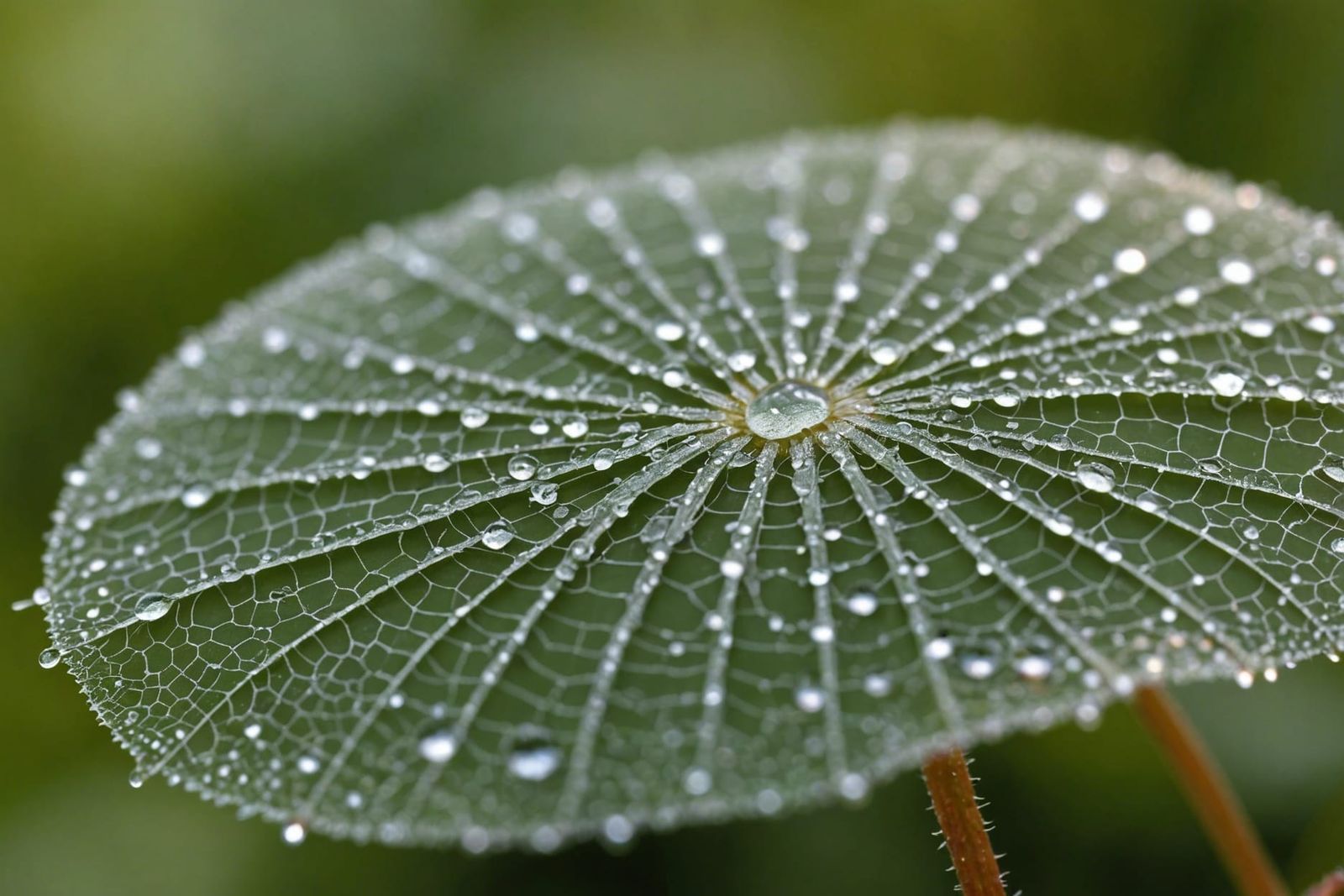 Dewdrop Flower on Magic Web Leaf