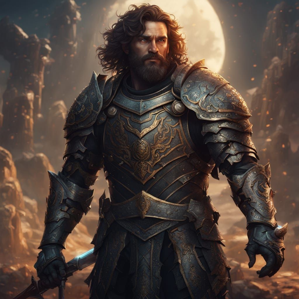 Dark Fantasy Warrior Portrait with Detailed Armor