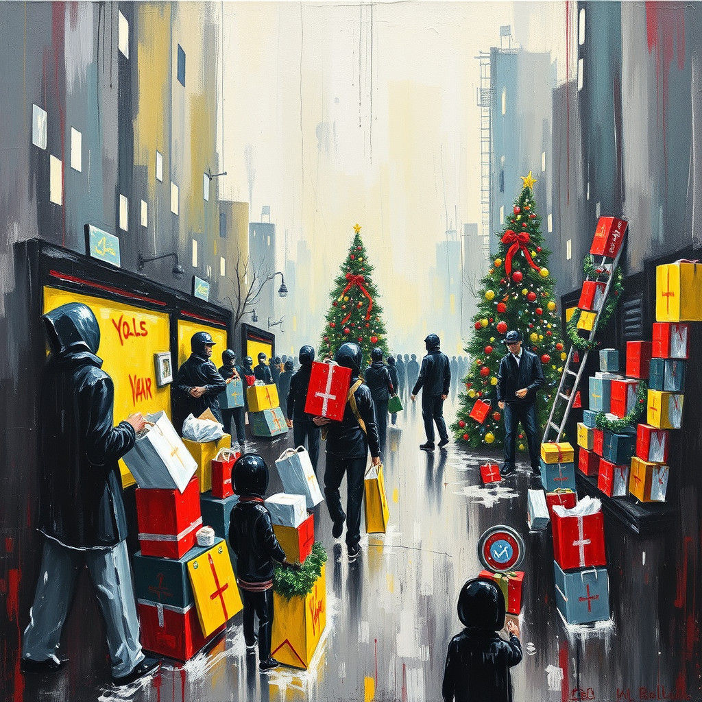 painting Black Friday shopping mess