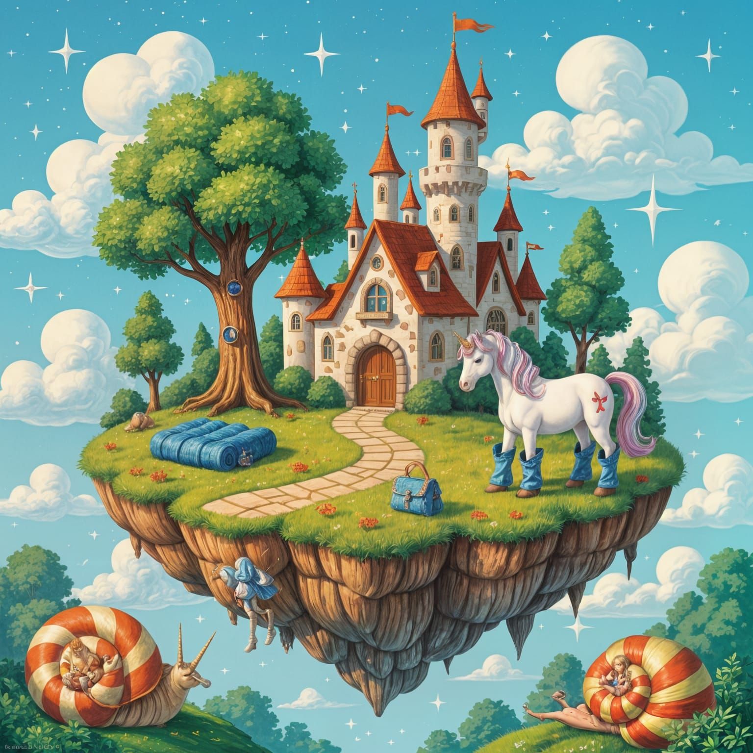 Floating Island Castle with Unicorn