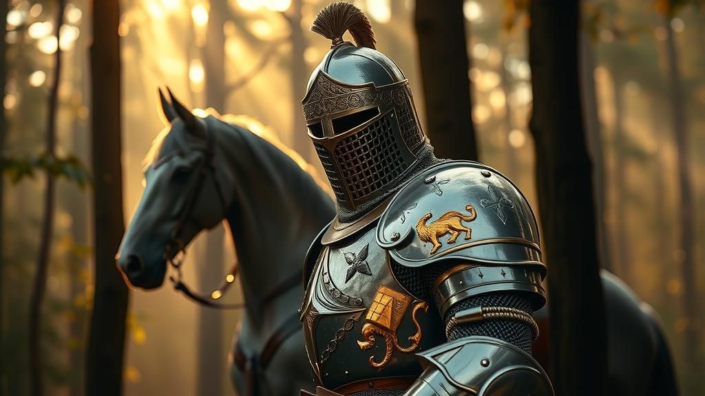 Heroic Knight in Shining Armor in Forest