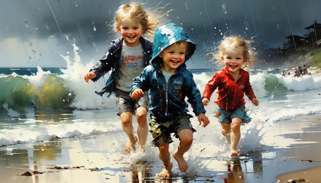 Joyful Toddlers Celebrate on the Beach