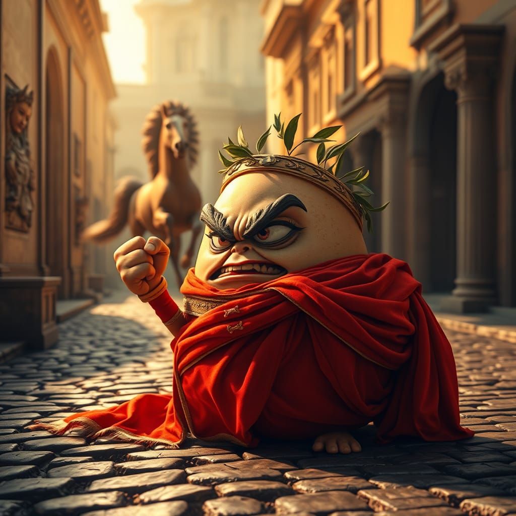 Furious Egg Roman Lord Loses Horse