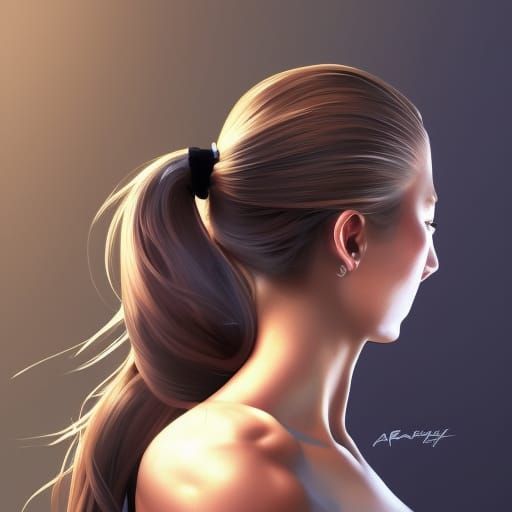 Detailed Portrait of Girl with Ponytail