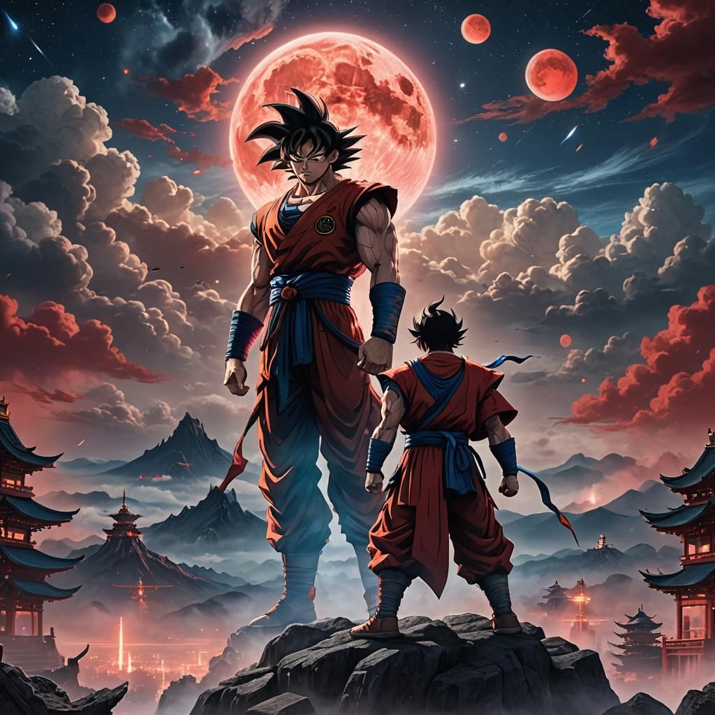 Heroic Figure Before Red Moon, Dreamworks Animation Style