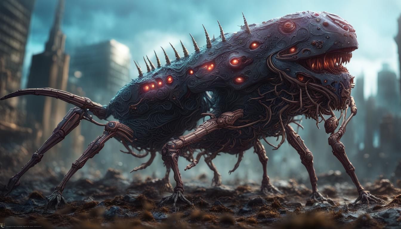 Cyborg Demodex Brevis: Detailed Matte Painting