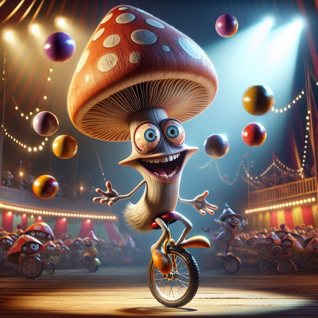Mushroom Clown Juggler in Circus