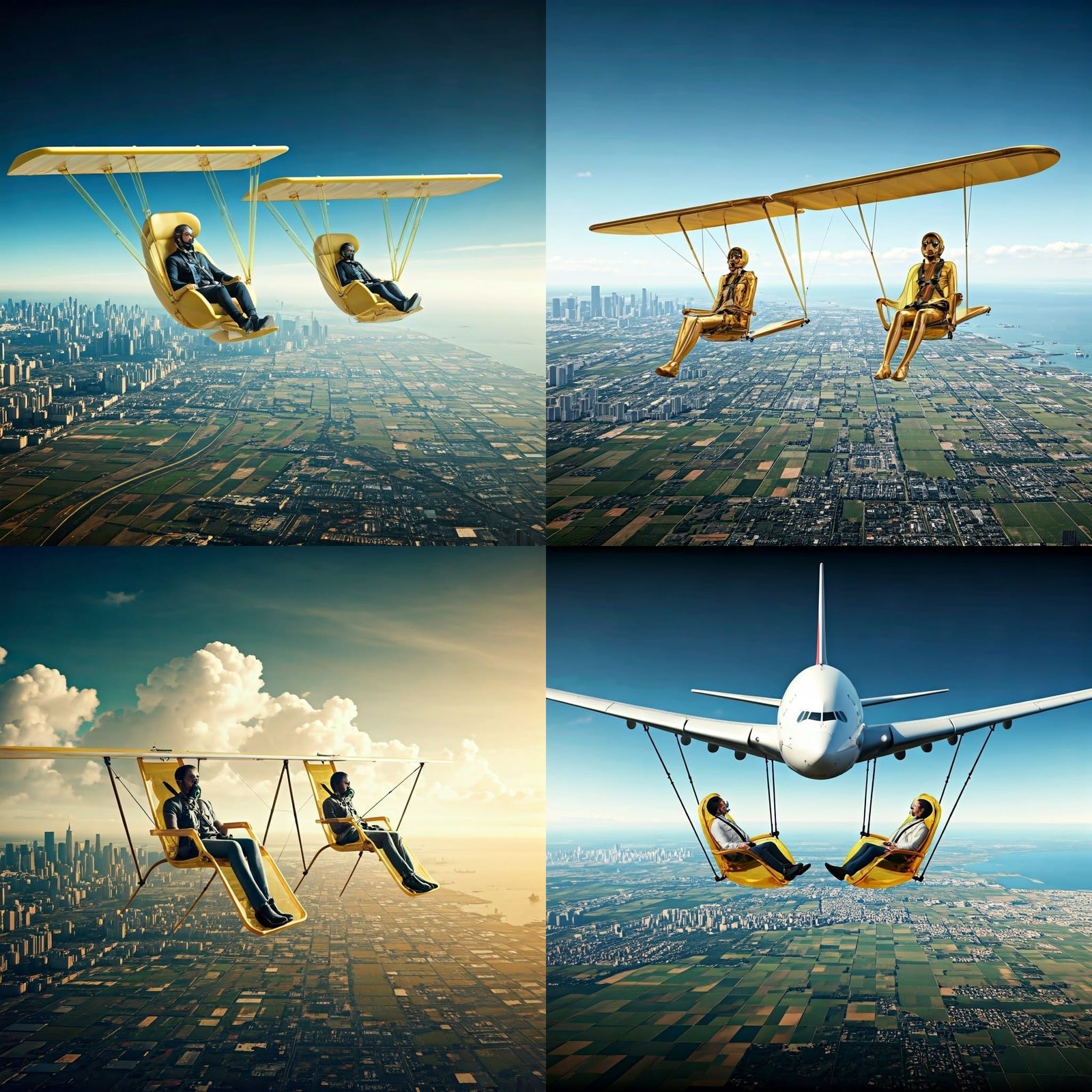 Airplane with Wing Chairs: Cinematic Film Still