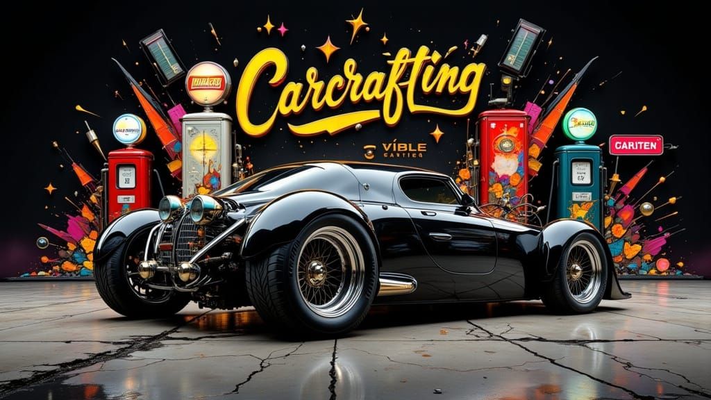 Cyberpunk Art Nouveau Car in a Futuristic Industrial Studio