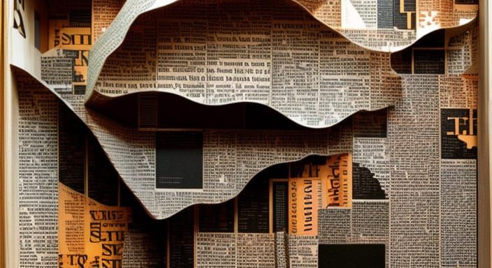 Detailed Mixed-Media Collage with Neon Overlays