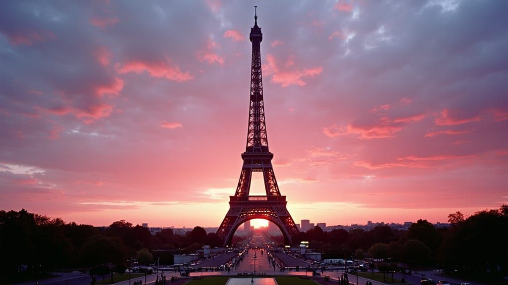 Eiffel Tower at Dusk in Summer 1981