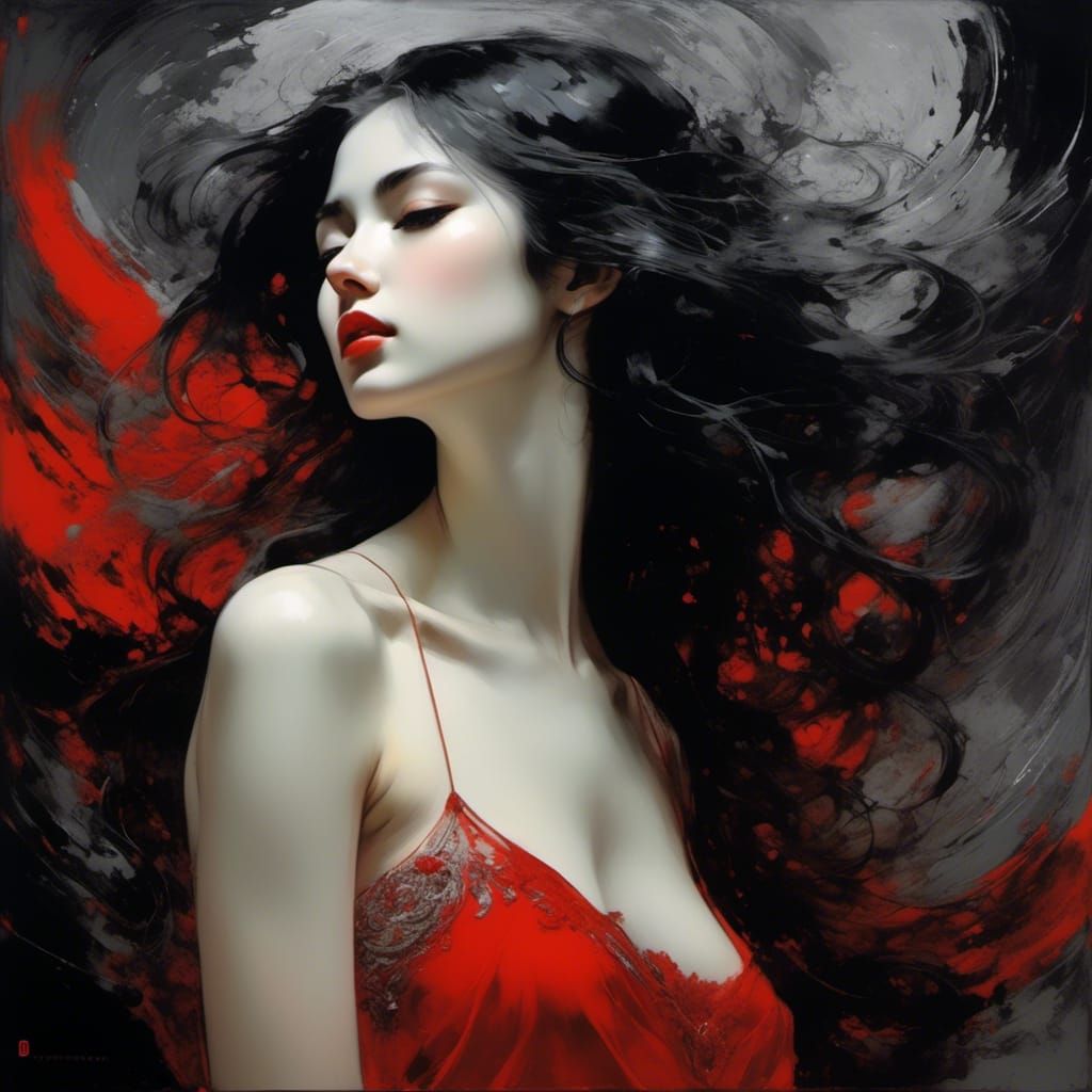 Gothic Syrian Woman Portrait in Oil Painting