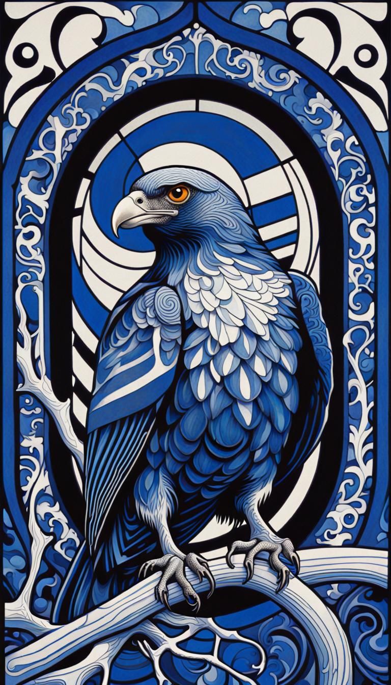 Psychedelic Buzzard in Art Nouveau German Expressionism