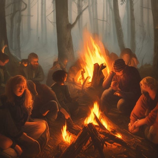 Marshmallows Roasting: Dark Fantasy Concept Art