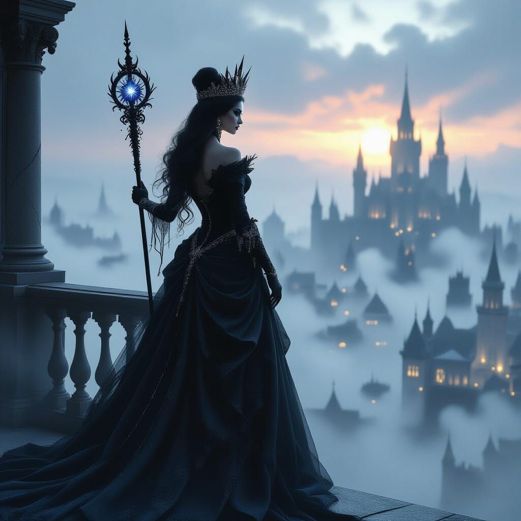 Victorian Sorceress Queen of Spades in Shadow Gown