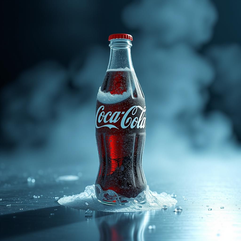 Icy Coca-Cola Bottle: Hyperrealistic 3D Render
